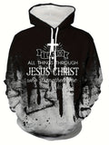 JESUS CHRIST Print Hoodie, Cool Hoodies For Men, Men's Casual Graphic Design Pullover Hooded Sweatshirt With Kangaroo Pocket Streetwear For Winter Fall, As Gifts