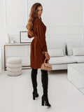 kkboxly  Button Shirt Dress With Belt, Elegant Long Sleeve Dress For Spring & Fall, Women's Clothing