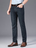 kkboxly  Men's Straight Leg Jeans For Business, Semi-formal Medium Stretch Jeans