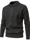 kkboxly  Men's Stylish Solid Knitted Sweater, Casual Mid Stretch Breathable Long Sleeve Crew Neck Top For City Walk Street Hanging Outdoor Activities