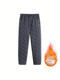 kkboxly Men's Winter Warm Fleece Lined Pants Outdoor Sports Camping Straight Pants Hiking Pants Thicken Thermal Trousers