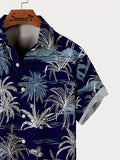 2025 kkboxly  Men's Hawaiian Shirt - Fully Printed Coconut Tree Pattern, Plus Size, Short Sleeve, Button Down Dress Shirt