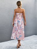 kkboxly  Vintage Floral Print Tube Dress, Elegant Off Shoulder Sleeveless Summer Dress, Women's Clothing