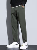 kkboxly  Plus Size Men's Solid Pants Stylish Casual Pants For Spring Fall Winter, Men's Clothing