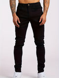 kkboxly  Slim Fit Jeans, Men's Casual Street Style Solid Color Mid Stretch Denim Pants For Spring Summer