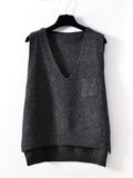 kkboxly  Solid V-neck Sweater Vest, Casual Sweater Vest For Fall & Winter, Women's Clothing