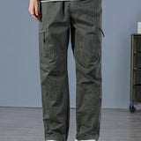 kkboxly All-match Men's Cotton Comfy Cargo Long Pants With Multi-pocket For Spring Fall Outdoor Activity