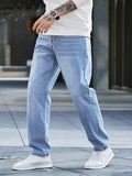 Loose Fit Straight Leg Jeans, Men's Casual Street Style Distressed Jeans