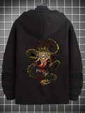 kkboxly Plus Size Men's Dragon/Guitar Print Hoodies Fashion Casual Hooded Jacket Fall Winter, Men's Clothing