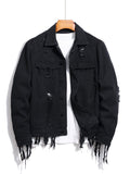 realaiot  Men's Trendy Denim Jackets, Vintage Lapel Comfy Streel Style Tops For Men's Autumn & Winter Wearing