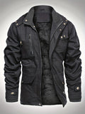 kkboxly  Men's Hooded Military Tactical Jacket Windbreak Fleece Coat