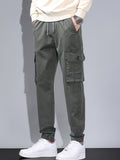 kkboxly Men's Casual Tapered Multi Pocket Jeans, Chic Street Style Cargo Jeans