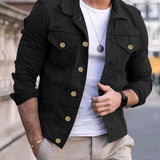 Men's Multi Pockets Jacket Solid Lapel Coat Hipster Windbreaker Coats Streetwear Jacket