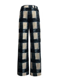 kkboxly  Plaid High Waist Wide Leg Pants, Casual Pants For Spring & Fall, Women's Clothing