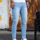 kkboxly  Men's Casual Skinny Jeans, Chic Street Style Medium Stretch Denim Pants