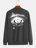 kkboxly Fashionable Men's Casual Tearful Eye Pattern Print,Long Sleeve Round Neck Pullover Sweatshirt,Suitable For Outdoor Sports,For Autumn And Winter,Can Be Paired With Hip-hop Necklace,As Gifts