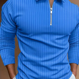 kkboxly Casual Long Sleeves Polo Shirts, Button V-neck Tee, Men's Comfortable Slim Tops Spring Fall Clothing