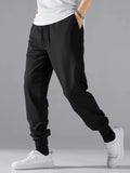 kkboxly  Men's Black Drawstring Waist Slant Pocket Sweatpants