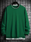 kkboxly  Men's Contrast Color Hem Sweatshirt, Casual Comfy Loose Pullover, Mens Clothing