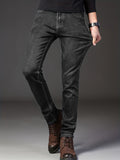 kkboxly  Classic Design Semi-formal Jeans, Men's Casual Stretch Denim Pants For All Seasons Business