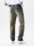 kkboxly  Classic Design Loose Fit Jeans, Men's Casual Street Style Denim Pants For All Seasons