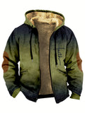 kkboxly  Warm men's retro lining with fleece zipper hooded jacket