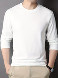 kkboxly Solid Trendy Sweatshirt, Men's Casual Basic Crew Neck Sweatshirt For Men Fall Winter