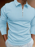 kkboxly Casual Long Sleeves Polo Shirts, Button V-neck Tee, Men's Comfortable Slim Tops Spring Fall Clothing