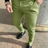 kkboxly Solid Color Slim Men's Pants Europe And The United States Style Fashion Pencil Pants Business Casual Daily Hundred Foot Pants