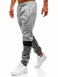 kkboxly  Zipper Pocket Joggers, Men's Casual Loose Fit Slightly Stretch Waist Drawstring Pants For The Four Seasons Fitness Cycling