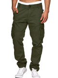 kkboxly  Cotton Solid Multi Flap Pockets Men's Straight Leg Cargo Pants, Loose Casual Outdoor Pants, Men's Work Pants For Hiking Fishing Angling