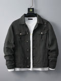 kkboxly  Men's Ripped Lapel Pocket Casual Denim Jacket