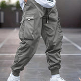 kkboxly  Trendy Men's Casual Cargo Pants With Pocket, Men's Outfits For Spring And Autumn