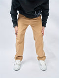 Plain Khaki Loose Fit Jeans, Men's Casual Street Style Mid Stretch Denim Pants For Spring Summer