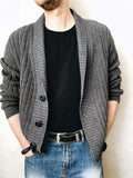 kkboxly  Men's Casual Shawl Collar Cardigan Sweater, Long Sleeve Button Down Cardigan Lightweight Open Front V Neck Sweater