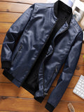 kkboxly  Men's Casual Black Zipper PU Leather Jacket Gifts