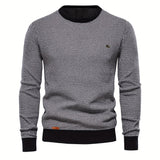 kkboxly  Men's Long Sleeved Sweater, Men's Knitted Pullover For Spring And Autumn