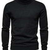 kkboxly  All Match Knitted Sweater, Men's Casual Warm High Stretch Stand Collar Pullover Sweater For Fall Winter