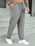 Plus Size Men's Plaid Pants Stylish Casual Pants For Spring Fall Winter, Men's Clothing