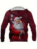 kkboxly  Funny Christmas Santa Print Hoodie, Cool Hoodies For Men, Men's Casual Graphic Design Pullover Hooded Sweatshirt Streetwear For Winter Fall, As Gifts