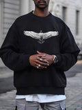 kkboxly Big Eagle Print Men's Crew Neck Long Sleeve Sweatshirt, Casual Wear, Men's Clothing