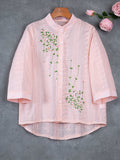 kkboxly  Eyelet Floral Embroidered Blouse, Elegant Button Front Blouse For Spring & Summer, Women's Clothing