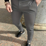 kkboxly Solid Color Slim Men's Pants Europe And The United States Style Fashion Pencil Pants Business Casual Daily Hundred Foot Pants