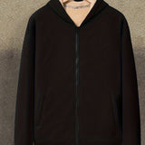 kkboxly  Plus Size Men's Casual Zip Up Fleece Hoodies, Long Sleeve Hooded Sweatshirt Jacket Coats