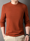 kkboxly Solid Trendy Sweatshirt, Men's Casual Basic Crew Neck Sweatshirt For Men Fall Winter