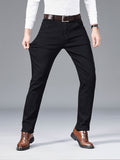 Men's Slim Fit Stretch Jeans, Semi-formal Comfy Straight Leg Jeans For Business