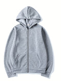 kkboxly  Solid Trendy Men's Hooded Jacket Casual Long Sleeve Hoodies With Zipper Gym Sports Hooded Coat For Winter Fall