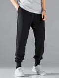 kkboxly  Men's Black Drawstring Waist Slant Pocket Sweatpants