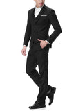 Formal 3 Pieces Set, Men's Two Button Jacket & Slanted Lapel Vest & Pants Suit Set For Business Dinner Wedding Party