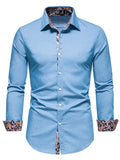 kkboxly  Men's Long Sleeve Denim Clash Shirt